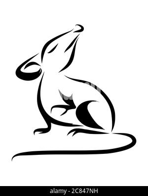 Linienzeichnung Vektorbild einer Ratte. Es hat schwarze Linien auf weißem Hintergrund. Stock Vektor