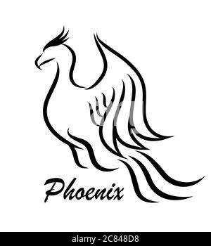 Phoenix Logo Linie Kunst Vektor Illustration Stock Vektor