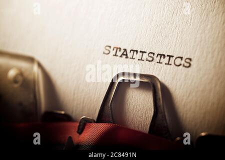 Statistik Wort mit einer Schreibmaschine geschrieben. Stockfoto