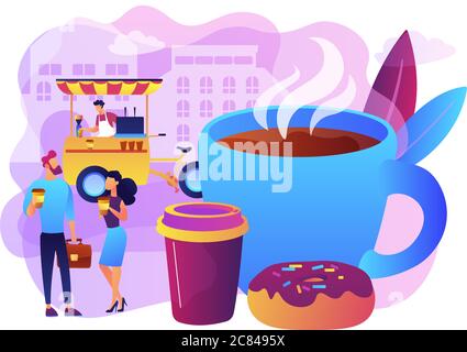 Street Coffee Konzept Vektor-Illustration. Stock Vektor