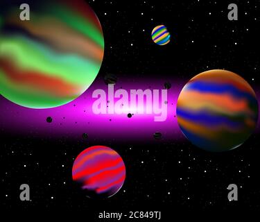 Vektor-Illustration des kosmischen Raumes mit schönen Sternen und Licht. Stock Vektor