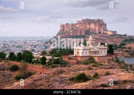 Jaswanth Thada Mausoleum, Jodhpur, Rajasthan, Indien Stockfoto