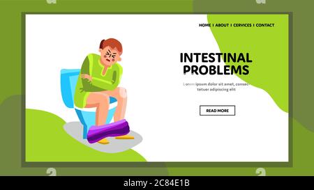 Mann Mit Darmproblemen Sitzende Toilette Vector Stock Vektor