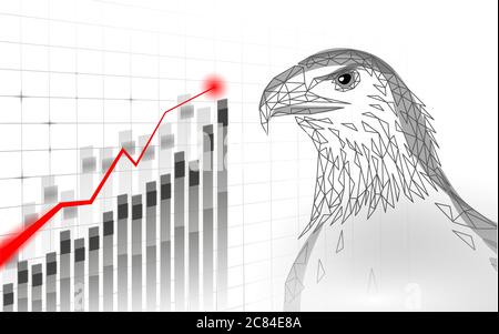 Adler sitzend Vogel Profil. Amerikanisches nationales Symbol. Low poly blau polygonal wirtschaftlich wachsende Grafik Trend Politik Konzept Vektor Illustration Stock Vektor