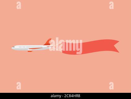 Flugzeug zieht das Banner. Vektorgrafik Stock Vektor