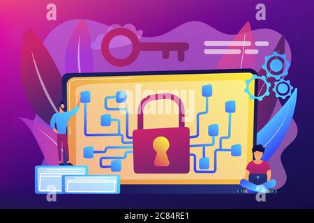 Illustration für Kryptographie und Verschlüsselungskonzept. Stock Vektor