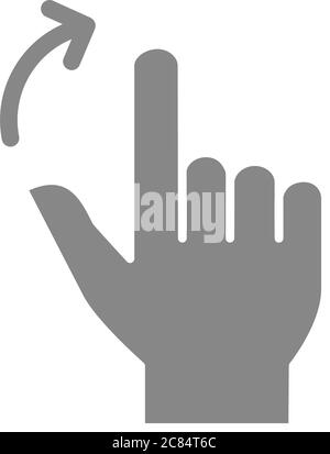 Zwei Finger ziehen nach rechts graues Symbol. Symbol für die Handbewegung auf dem Touchscreen Stock Vektor