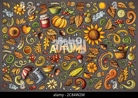 Set von Herbst Themen, Objekte und Symbole Stock Vektor