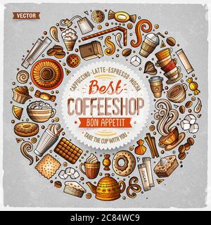 Set von Kaffee Cartoon Doodle Objekte, Symbole und Elemente Stock Vektor