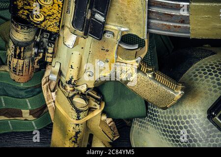 Moderne Waffenserie. US Army Sturmgewehr, Nahaufnahme. Stockfoto