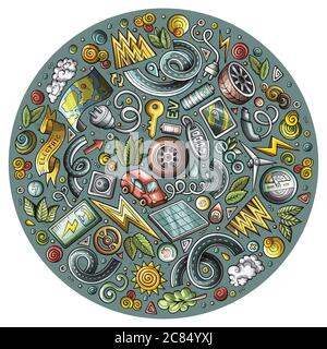 Bunte Vektor-Set von Elektroautos Cartoon Doodle Objekte Stock Vektor