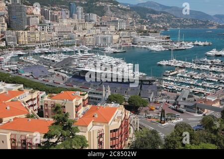 Jachthafen und Stadt am Meer. Monte Carlo, Monaco Stockfoto