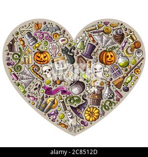Bunte Vektor-Set von Halloween Cartoon Doodle Objekte Stock Vektor