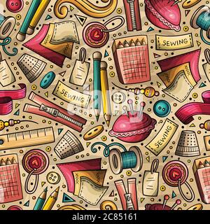 Cartoon niedlich Hand gezeichnet Handgefertigte nahtlose Muster Stock Vektor