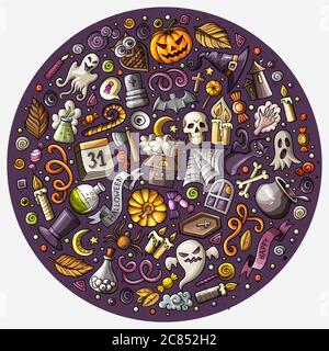 Set von Halloween Cartoon-Objekte, Symbole und Artikel Stock Vektor