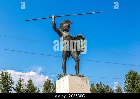 Statue von Leonidas König von Sparta, Thermopylae, Griechenland in einem Sommertag Stockfoto