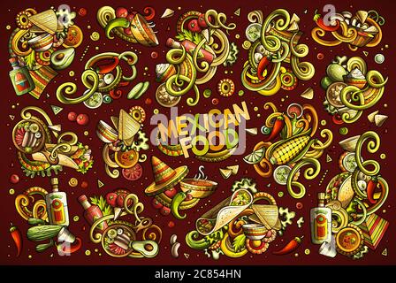 Vektor-Set von mexikanischen Lebensmittel Kombinationen von Objekten und Elementen Stock Vektor