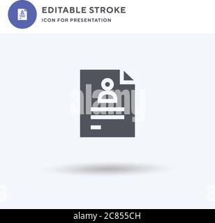 CV-Symbolvektor, gefülltes flaches Zeichen, solides Piktogramm isoliert auf Weiß, Logo-Illustration. CV-Symbol für Präsentation. Stock Vektor