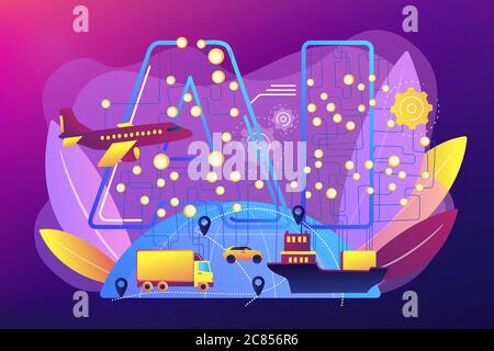 AI in Reise-und Transportkonzept Vektor-Illustration Stock Vektor