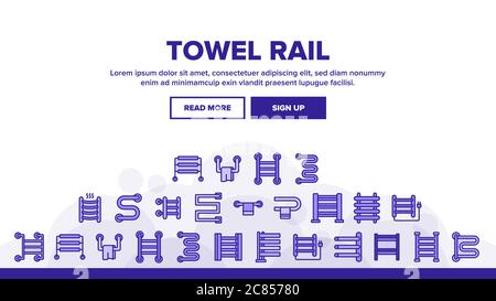 Beheizter Handtuchhalter, Kopfzeile Mit Landung, Vektor Stock Vektor