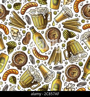 Cartoon niedlichen Hand gezeichnet Bier fest nahtlose Muster Stock Vektor