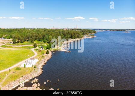 Luftaufnahme des Katariina Seaside Park, Kotka, Finnland Stockfoto