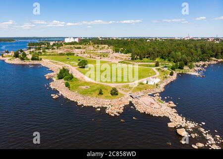 Luftaufnahme des Katariina Seaside Park, Kotka, Finnland Stockfoto