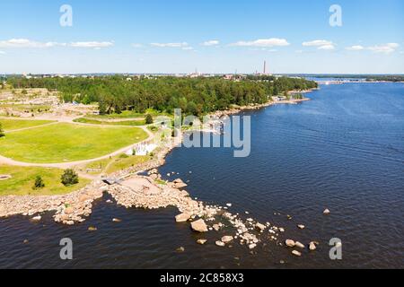 Luftaufnahme des Katariina Seaside Park, Kotka, Finnland Stockfoto