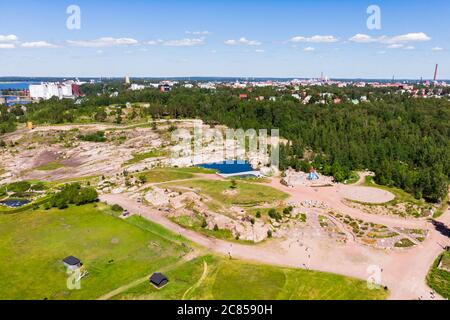 Luftaufnahme des Katariina Seaside Park, Kotka, Finnland Stockfoto