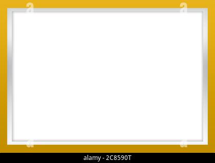 Moderner Blank Silver & Yellow Frame - Für Social Media, Photoframe, Poster, Banner, Einladung & Grußkarte. Stockfoto