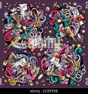 Vektor doodles Satz von Musik Kombinationen von Objekten Stock Vektor
