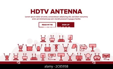 Hdtv Antenna Device Landing Header Vector Stock Vektor