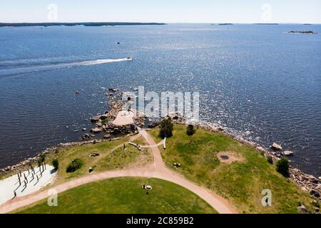 Luftaufnahme des Katariina Seaside Park, Kotka, Finnland Stockfoto