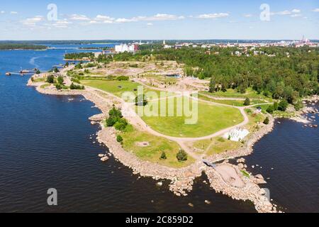 Luftaufnahme des Katariina Seaside Park, Kotka, Finnland Stockfoto
