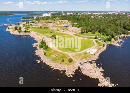Luftaufnahme des Katariina Seaside Park, Kotka, Finnland Stockfoto