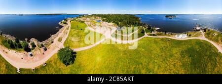 Luftaufnahme des Katariina Seaside Park, Kotka, Finnland Stockfoto
