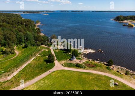 Luftaufnahme des Katariina Seaside Park, Kotka, Finnland Stockfoto