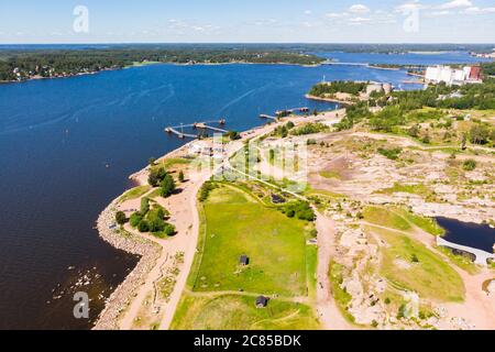 Luftaufnahme des Katariina Seaside Park, Kotka, Finnland Stockfoto