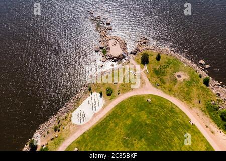Luftaufnahme des Katariina Seaside Park, Kotka, Finnland Stockfoto