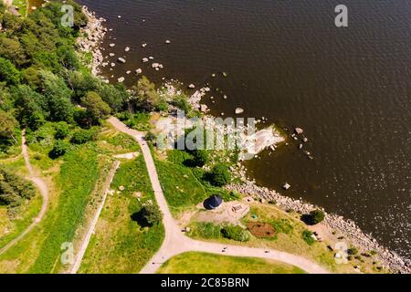 Luftaufnahme des Katariina Seaside Park, Kotka, Finnland Stockfoto
