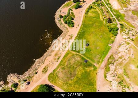 Luftaufnahme des Katariina Seaside Park, Kotka, Finnland Stockfoto