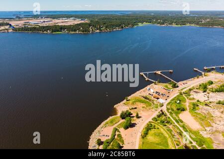 Luftaufnahme des Katariina Seaside Park, Kotka, Finnland Stockfoto