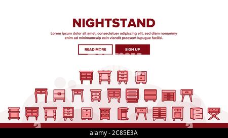 Nachttisch Möbel Landing Header Vektor Stock Vektor