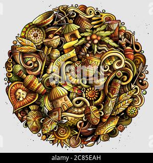 Cartoon Vektor doodles Afrika Illustration Stock Vektor
