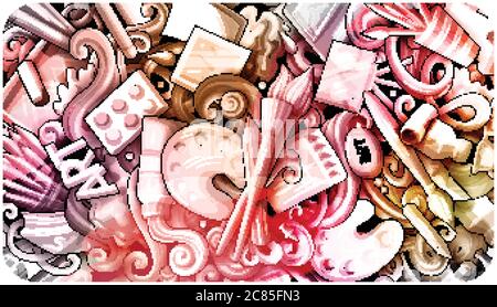 Künstler handgezeichnetes Doodle-Banner. Cartoon detaillierte Illustrationen. Stock Vektor