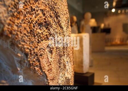 Mosaikfragment 5. Jahrhundert im Archäologischen Museum von Nikopolis, in Preveza Stadt, Epirus Region, Griechenland, Europa. Stockfoto