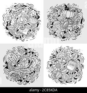 Herbst Cartoon Vektor Doodle Illustration Stock Vektor