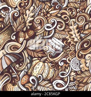 Cartoon Kritzeleien Herbst nahtlose Muster Stock Vektor