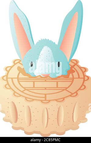 moon Kuchen mit Kaninchen auf weißem Hintergrund Vektor Illustration Design Stock Vektor