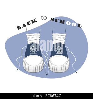 Back to School Banner, Poster, 2 Fuß in Sneakers Stock Vektor